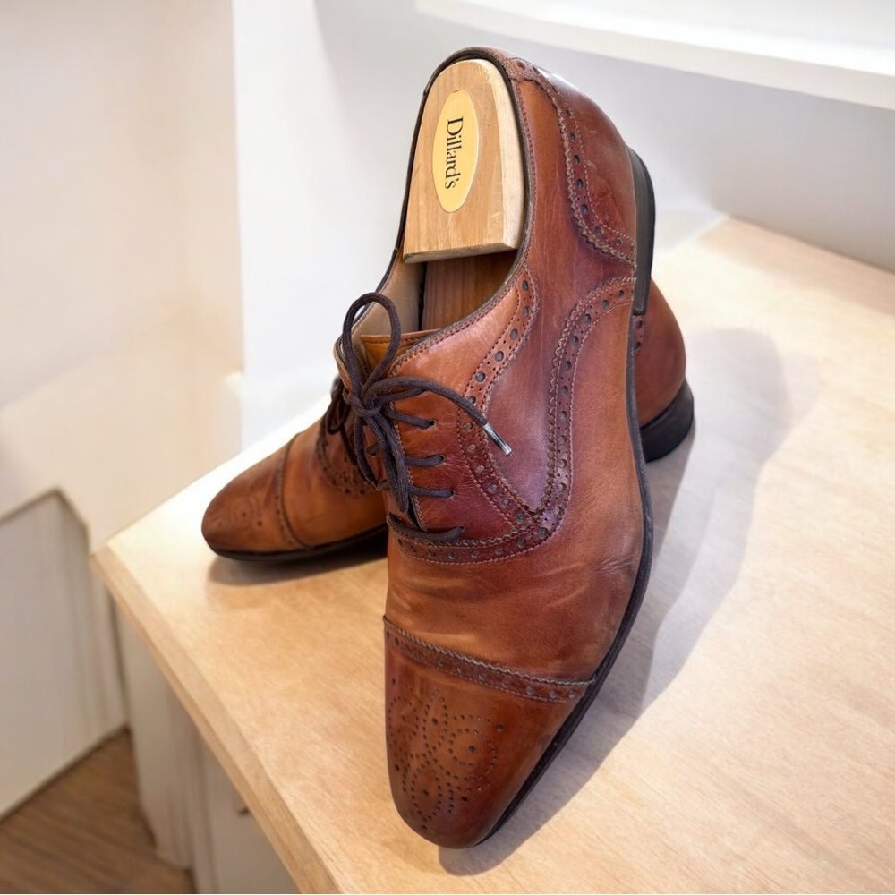 Magnanni Maxwell Wingtip Oxford Dress Shoes Men’s Size 10 | 43 EU Cuero‎ Tobacco